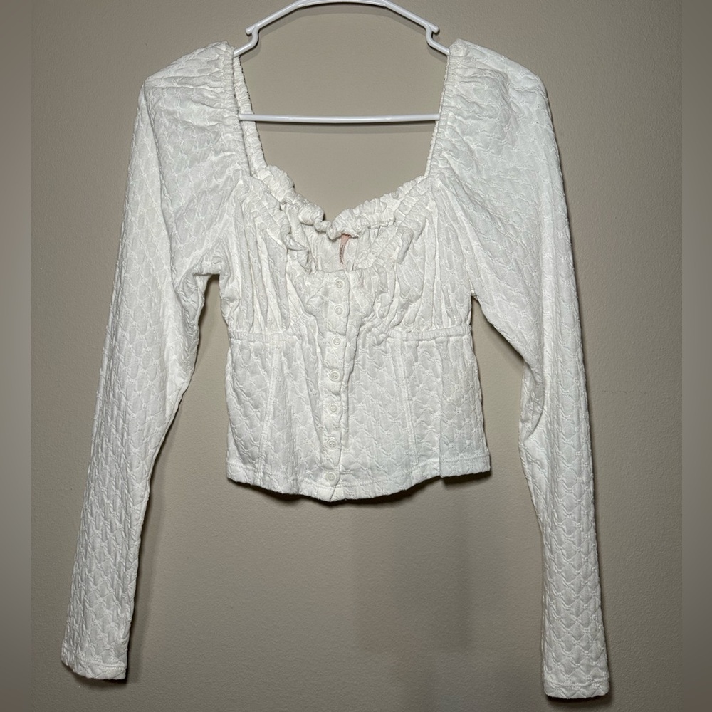 Free People White Button Up Blouse